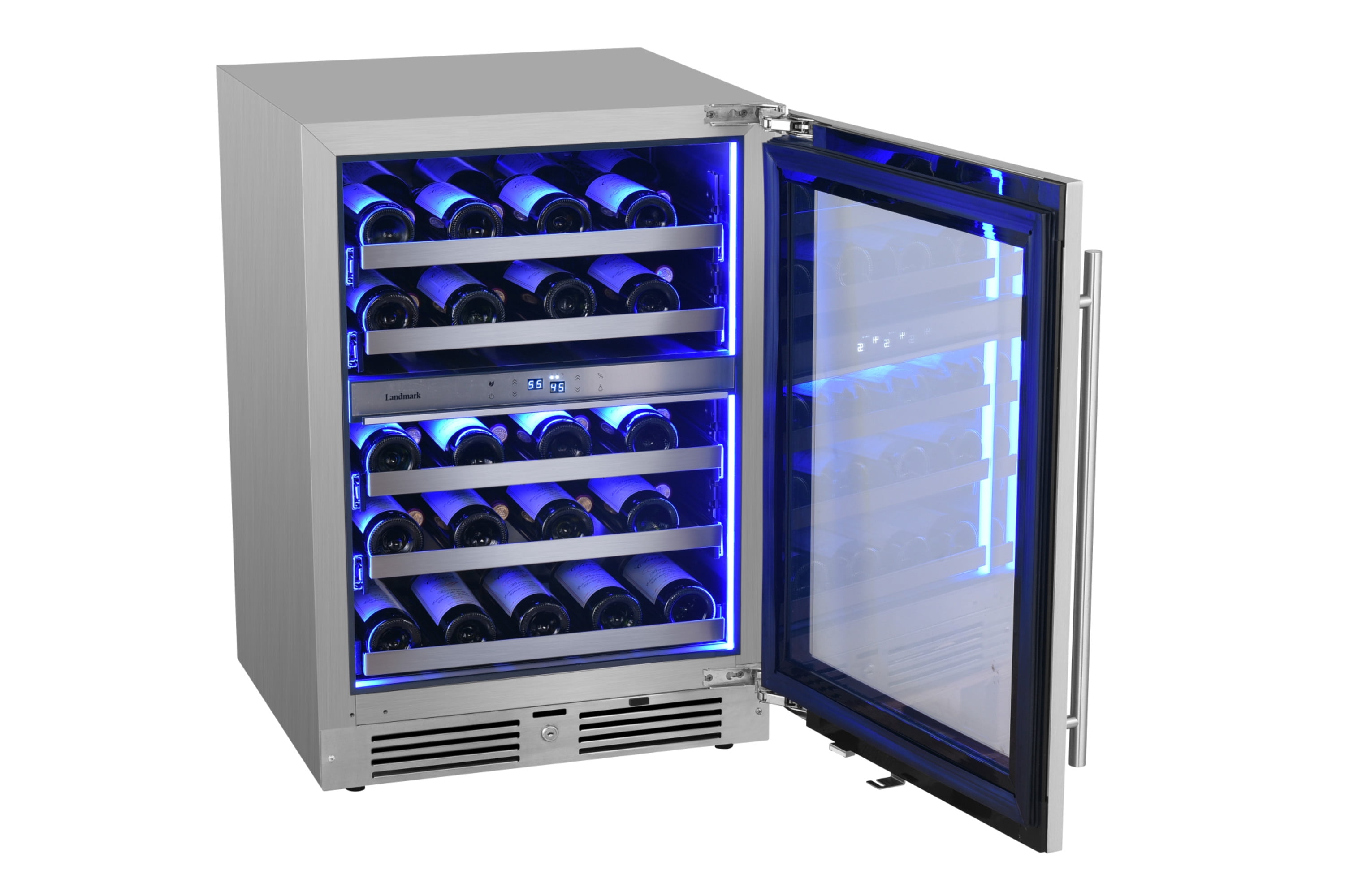 Landmark L3024UI2W-RH 37 Bottle Dual Zone Stainless Steel Door Beverage Refrigerator