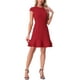 thumbnail image 1 of Vestido rojo de mujer con mangas cortas, cuello redondo, con volantes en la parte inferior y por encima de la rodilla, 1 of 6