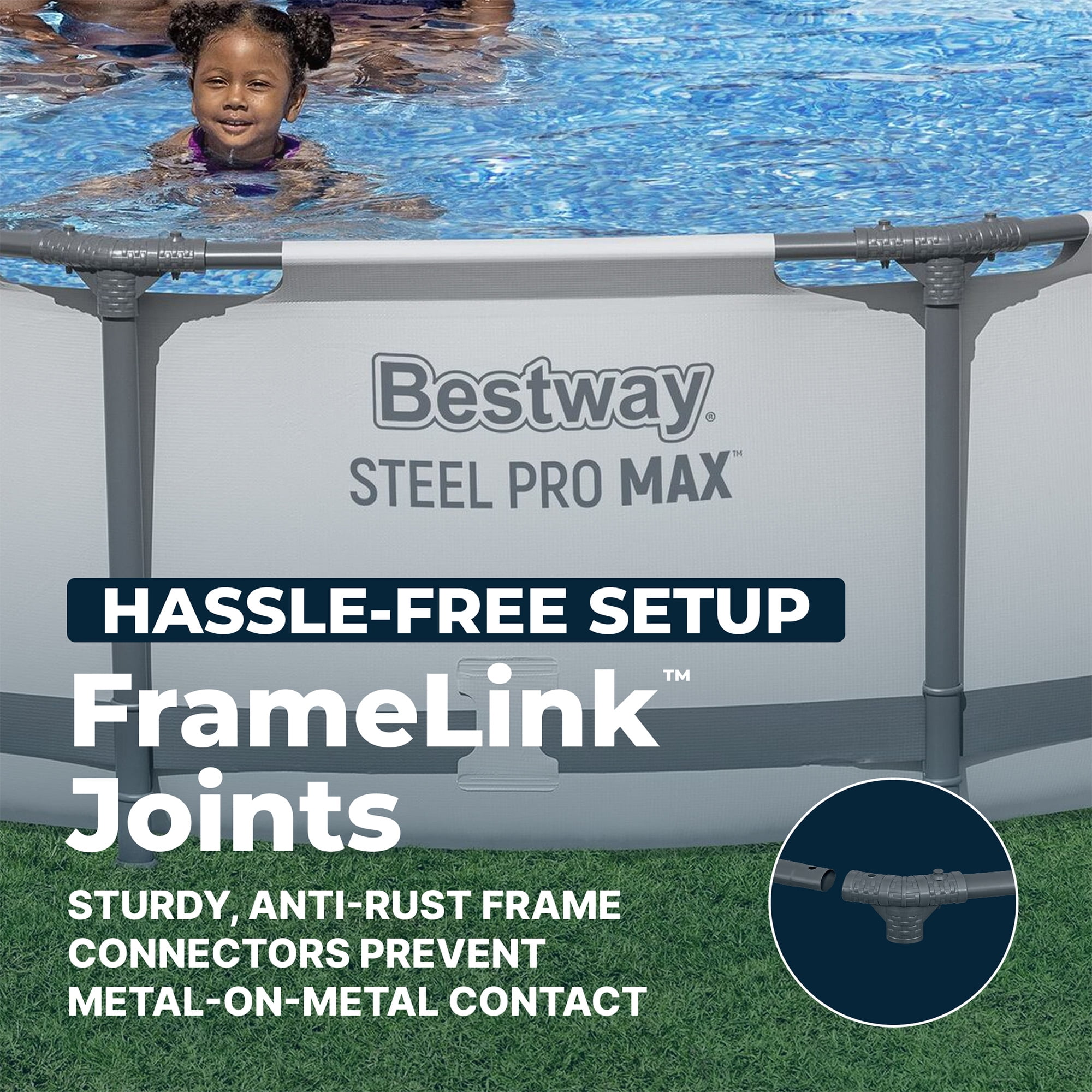 Bestway Steel Pro MAX 12'x30" Metal Frame Above Ground Pool, Filter Pump & Cartridge, Gray