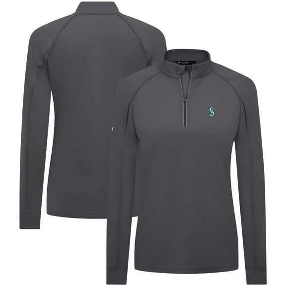 Women's Levelwear  Charcoal Seattle Mariners Kinetic Insignia Quarter-Zip Pullover