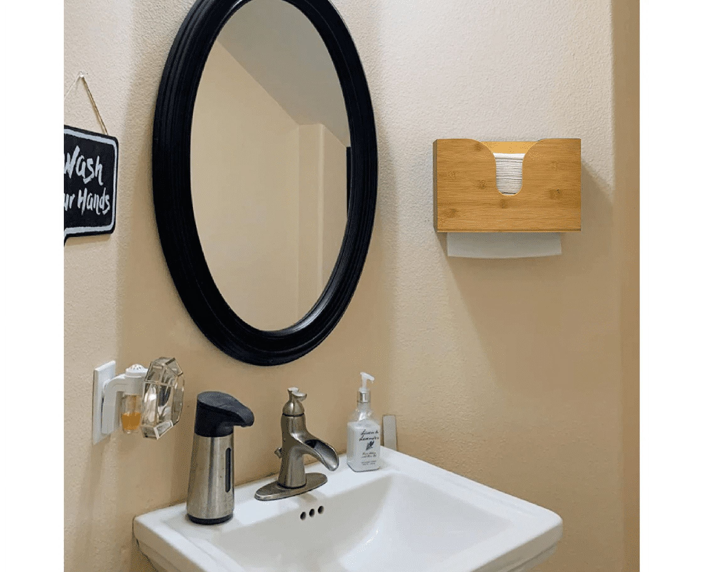 Bamboo Solid Wood Paper Towel Dispenser, Folded Paper Towel Holder for Commercial C-Fold, Z-Fold, Trifold Napkins, Space Saving, Wall Mounted or Countertop for Kitchen, Bathroom,