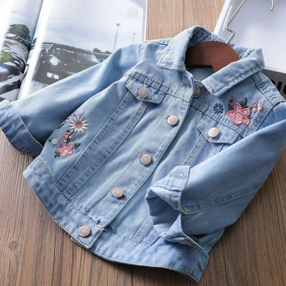 Toddler Boy Jacket Long Sleeve Jean Jacket Basic Button Down Coat Kids Clothes Girls for Little Girls 1-2 Years