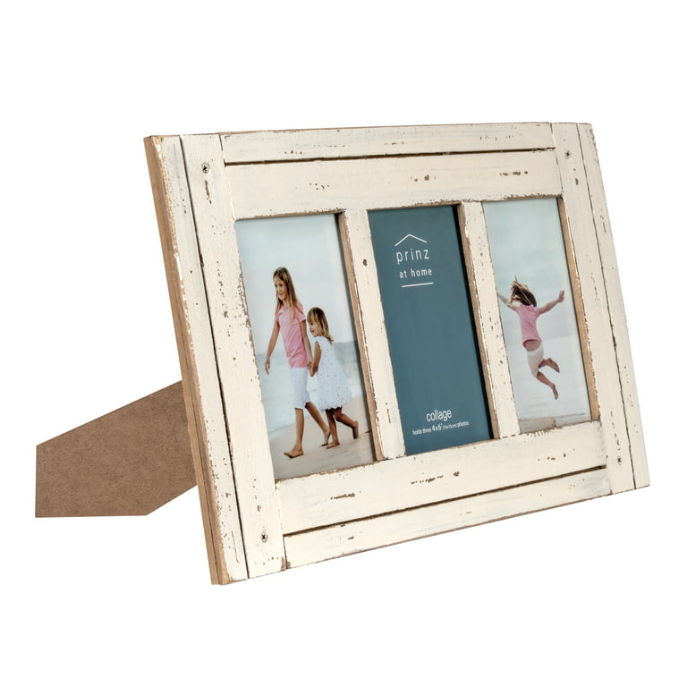Prinz 6-Opening, for 4x6, 4x4, and 5x7 Photos, Collage Picture Frame, White-Natural