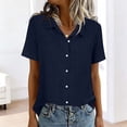 thumbnail image 6 of Ailaofu Women's Solid Color Short Sleeve Button Down Lapel Top Casual Fashion Blouse with Functional Pockets, 6 of 6