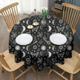thumbnail image 3 of Black White Sun Moon Snake Butterfly Pattern Round Tablecloth 60"x60",Wrinkle Wipeable Table Cloth for Kitchen Dining Room Picnic Patio Party, 3 of 6