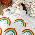 thumbnail image 4 of Castle Fairy Kids Children Kawaii Rainbow Bedding Comforter Set 7pcs,Cartoon Gradient Queen Bedding Sets Super Cozy,Polka Dots Queen Sheet Sets,Microfiber Bedroom Decor,Reversible, 4 of 8