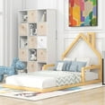 thumbnail image 3 of Bellemave Twin Size Wood Floor Bed with House-shaped Headboard,Twin Bed Frame,Montessori Floor Bed with Rails(Twin,Natural), 3 of 10