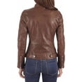 thumbnail image 2 of Celebrity Women's Lambskin Leather Jacket Motorcycle Slim Fit Biker W071, 2 of 3