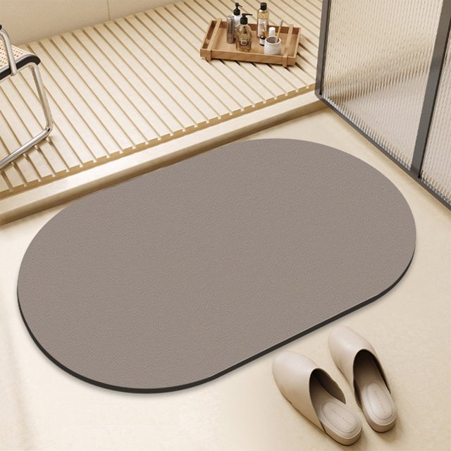 EIGTHTAIL Silicone Bath 16”x24” Super Absorbent Quick Dry Bathroom Floor Non-Slip Rubber Backed Shower Rug Washable Elliptical Bathtub Modern Design Bathroom Accessories