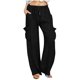 thumbnail image 1 of Pantalones de Vestido de Cintura Elástica para Mujeres Color Sólido Suelto Elástico Cordón de Cintura Pantalones de Pierna Recta de Bolsillo Grande, 1 of 5
