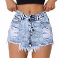 thumbnail image 2 of YunPes Denim Shorts Girls Summer High Waist Straight Leg Ripped Raw Hem Y2K Casual Jean Shorts Kid Cute Denim Hot Pants Washed Jeans, 2 of 9