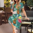 thumbnail image 3 of Balery Pineapple Vestidos sueltos de manga corta para mujer, vestidos de verano 2025, vestidos casuales de corte A con vuelo., 3 of 6