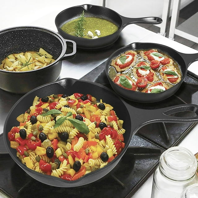 Lubelski Cast Iron Skillet Non-stick Frying Pan Cooking Pot Restaurant Chef Cookware black