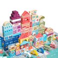 thumbnail image 1 of Moderngenic Juego de bloques de construcción de madera 'Paisaje urbano' de 181 piezas para niños pequeños Rompecabezas Mapa de la ciudad 11 edificios (3 bonos adicionales: circo, zoológico y sitio de, 1 of 5