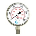 thumbnail image 1 of CARBO Instruments Medidor de presión de acero inoxidable con doble pantalla (0-5000 psi/kPa) - 2 1-2"" Medidor de gas de aceite de aire lleno de líquido de glicerina con lente de policarbonato y conex, 1 of 4