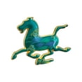 thumbnail image 1 of Galloping Horse Fridge Magnet - Green & Gold Metal Enamel Design, Strong Magnetic Backing - Chinese Art Style Decor For Home, Office, Kitchen, Gift Idea, 1 of 7