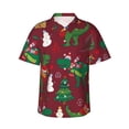 thumbnail image 2 of Picia Dinosaur Christmas Happy New Year Gentle Cotton Regular Fit Short Sleeve Casual Hawaiian Shirt for Men-Small, 2 of 9