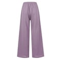 thumbnail image 5 of IDALL Linen Pants Women Wide Leg Pants Woman Women Linen Summer Palazzo Pants Flowy Wide Leg Beach Casual Pant Trousers With Pockets Lounge Pants Women Baggy Pants Purple L, 5 of 7