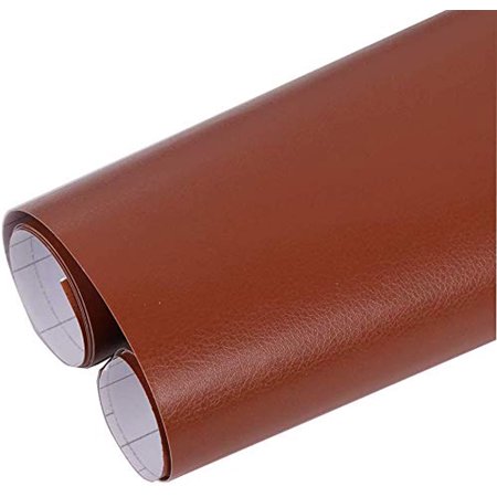 Elton Fine Grain Light Brown Leather Soft Touch Self Adhesive Vinyl Wrap Sheet Furniture Film Interior Vinyl Film Wall Paper(16X96 Inches)