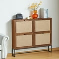 thumbnail image 4 of YOCWO Shoe Cabinet with 4 Flip Drawers, Narrow Shoe Storage Cabinet for Entryway, Walnut, 4 of 8
