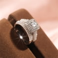 thumbnail image 1 of Fiudx Juego de 2 Anillos de Diamantes, Exquisitos Anillos de Compromiso de Moda para Bodas, Regalos de Joyería, 1 of 7