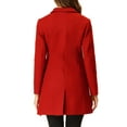thumbnail image 3 of INSPIRE CHIC Women's Coat Solid Color Notched Lapel Single Breasted Winter Peacoat Red 2XL, 3 of 6