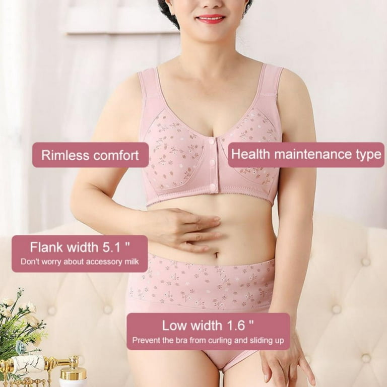 Cotton Big Sizes Front Closure Solid Wire Free Mother Grandma Bras Old Women  Lingerie Female Intimates - AliExpress