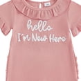 thumbnail image 4 of KPOPLK Baby Girl Romper Infant Fall Winter Clothes Ruffle Sweater Short Sleeve Bodysuit Jumpsuit and Headband for 0-18 Months Size 3-6 Months,Watermelon Red, 4 of 4