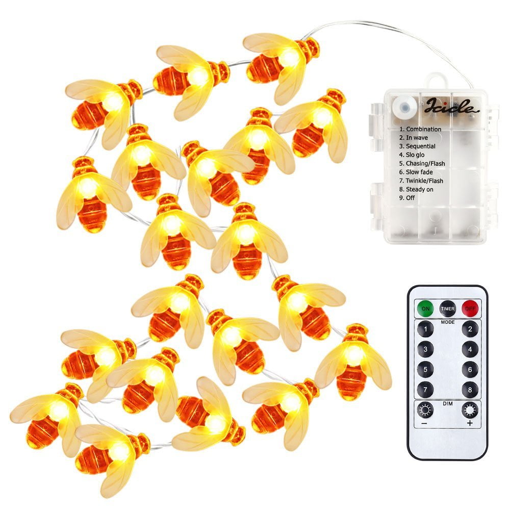 LUCKLED Bumble Bee Shape Battery Powered String Lights, 7.5ft 20 Led