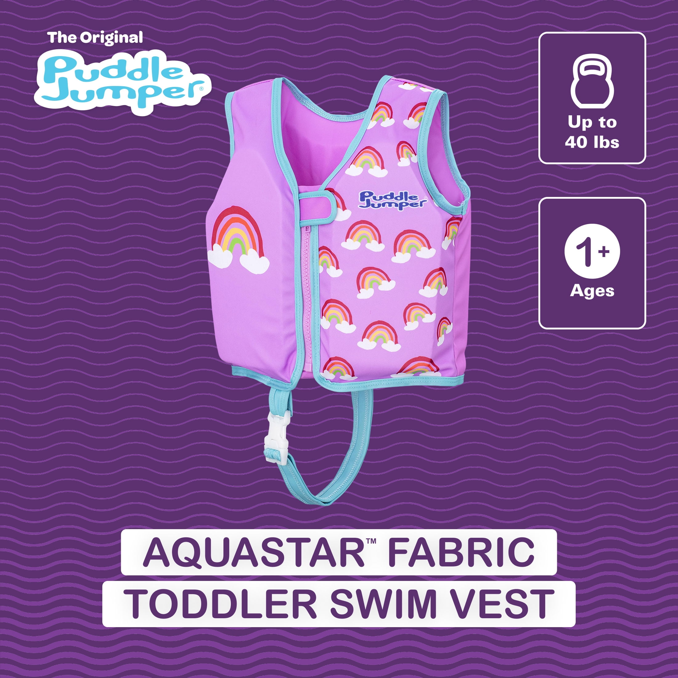 Puddle Jumper AquaStar Fabric Toddler Swim Training Swim Vest, up to 40lbs (18kg) Weight Capacity