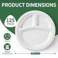 thumbnail image 4 of GPED 3 Compartment Paper Plates, 10 Inch 125-Pack Heavy Duty Disposable Plates, Eco-Friendly Compostable Biodegradable Sugarcane Bagasse, Perfect Dinner Paper Plate For Party, White, 4 of 7