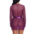 thumbnail image 4 of Traje de camisón de encaje para mujer, lencería transparente con cuello en V, bragas con frente abierto, prendas de vestir con cinturón, 4 of 6