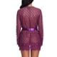thumbnail image 4 of Mujeres Encaje camisón traje ver a través de V Masajeadores cuello Lencería panty frente abierto Outwear con cinturón, 4 of 6