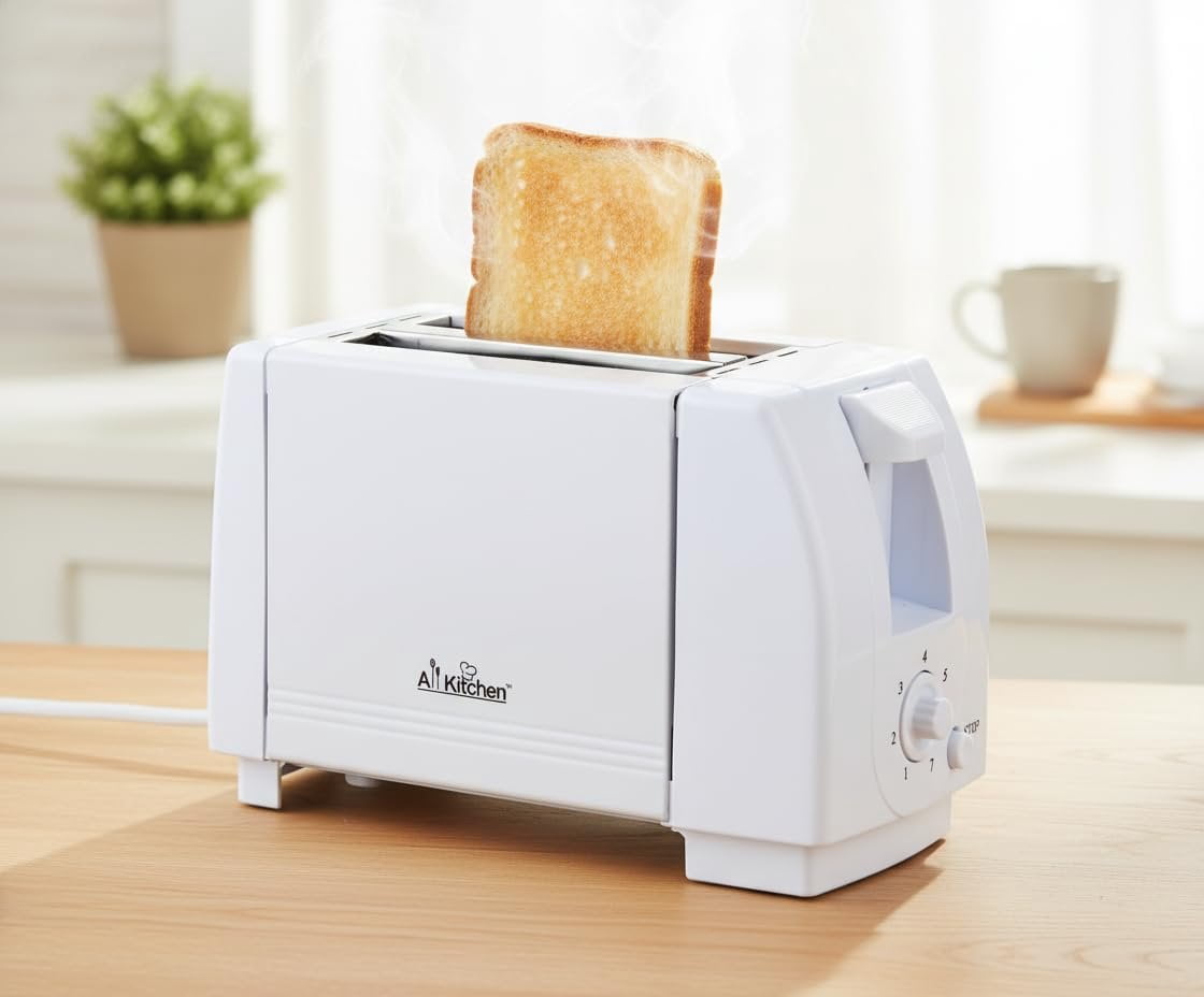 J&V TEXTILES Cool Touch Toaster with 6 Temperature Settings & Extra Wide 1.25" Slots for Bagels, Waffles, Specialty Breads, Puff Pastry, Snacks, ETL Certified, 2 Slices White