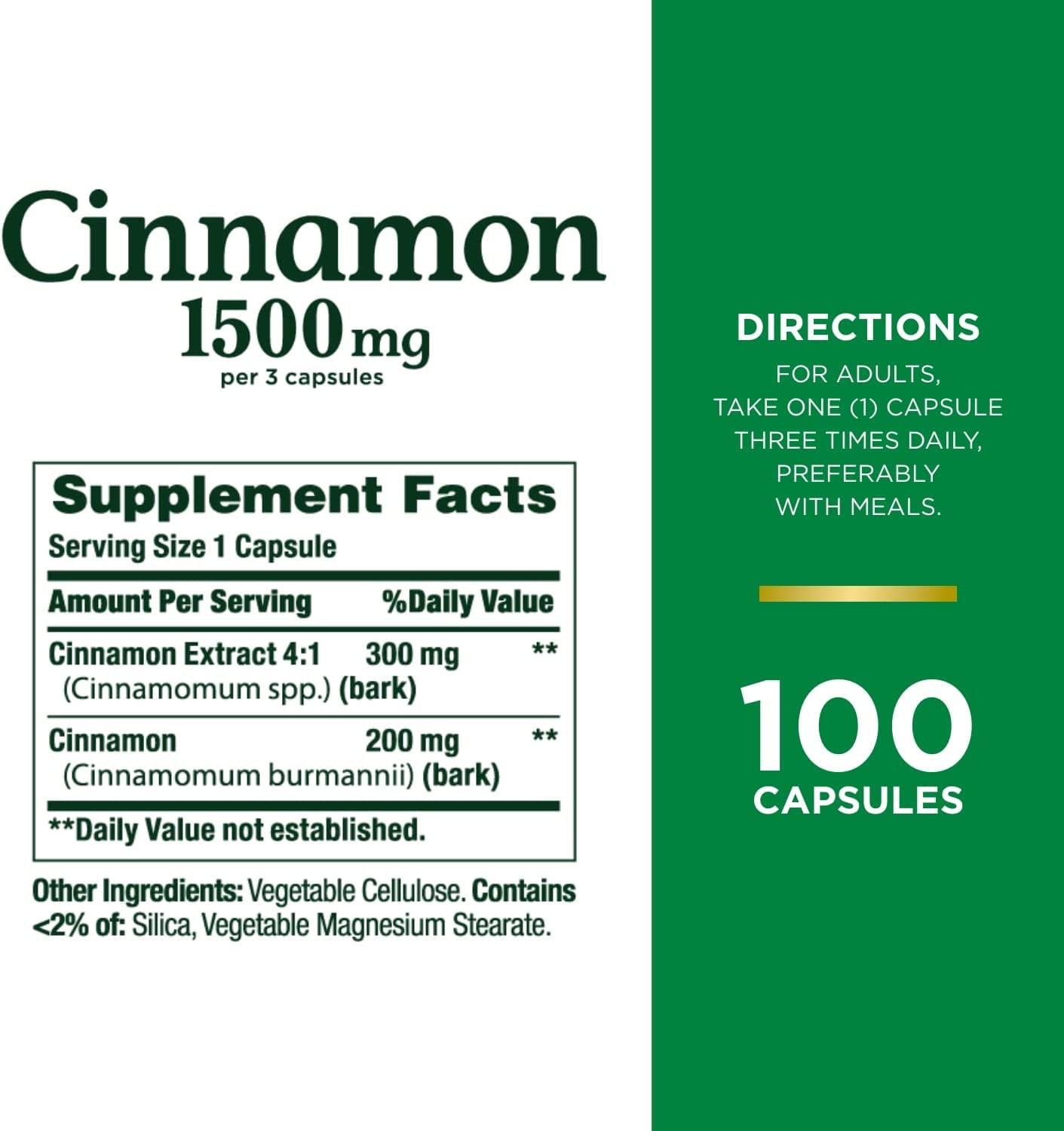 (3 pack) Nature's Bounty Cinnamon 1500mg 100ct