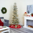 thumbnail image 5 of Nearly Natural 7.5' Green Slim Spruce Flocked Artificial Christmas Tree Prelit 450 LED Lights, 5 of 12