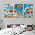 thumbnail image 3 of nygtbtfer  Red Poppy Flower Canvas Prints Large Blooming Poppies Field Under Blue Sky Picture Wall Art Prints for Kitchen Bedroom Office Framed 12x16x3pcs, 3 of 4