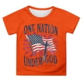 thumbnail image 2 of FAOWME Children Kids Girls T Shirt Short Sleeve Round Neck American Flag Print Comfortable Breathable Top For Holiday Festival Celebration,Orange,3-4 Years, 2 of 4