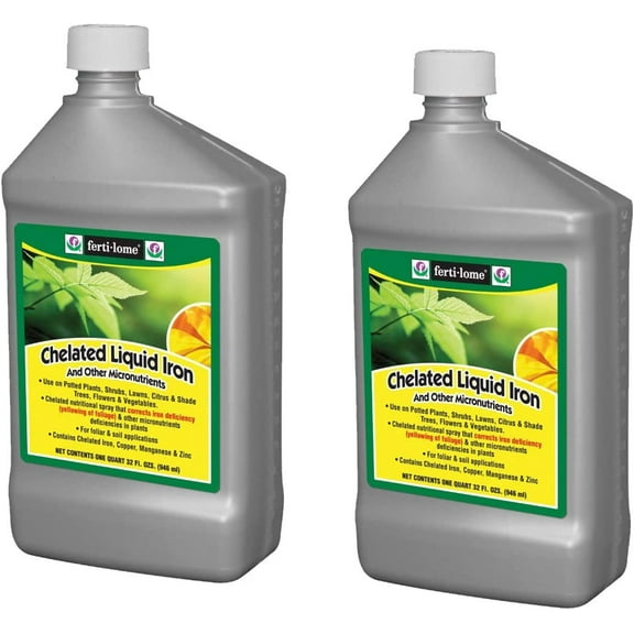 2-pack Fertilome Chelated Iron Liquid Fertilizer - Ferrous Sulfate for Plants - 2 Pack, 32 Oz — Outdoor & Indoor Plant Use, Easy Application