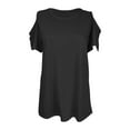 thumbnail image 4 of Mittory Womens Cold Shoulder Tops Short Sleeve Dressy Casual Shirts Summer Fashion O Neck Basic Tees, 4 of 6