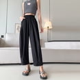 thumbnail image 2 of Women's Ice Silk Palazzo Pants Elastic Waist Casual Wide Leg Trousers Loose Long Pajama with Pockets, 2 of 6