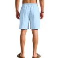 thumbnail image 3 of Men's Cotton Linen Drawstring Elastic Waist Knee Length Shorts Light Blue M, 3 of 10