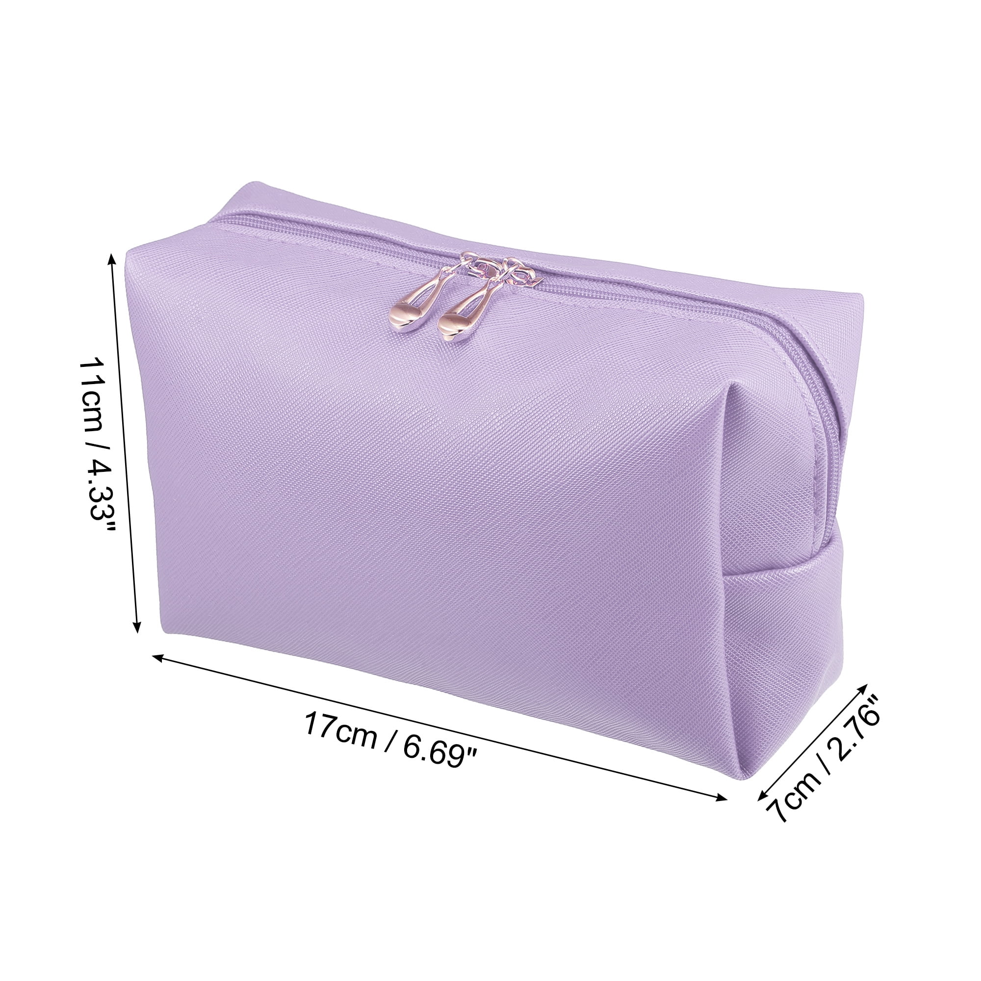 Unique Bargains Floral Makeup Bag Zipper Flower Cosmetic Pouch Purple