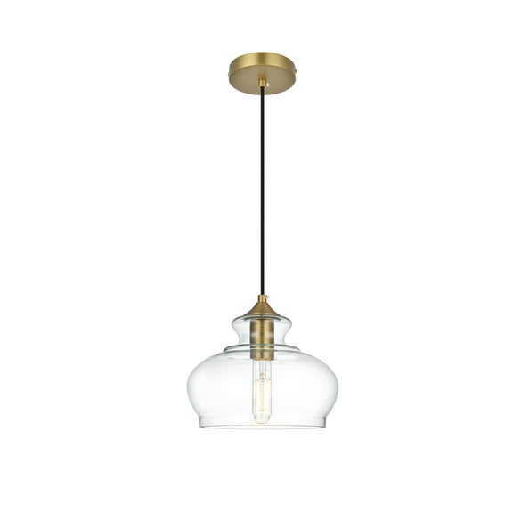 Brilliant 1 Light Pendant in Satin Gold and Clear