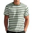 thumbnail image 2 of T-Shirt Décontracté à Rayures pour Hommes, Col Rond, Manches Courtes, Tissu Doux, Été, Décontracté et Décontracté, Vert Clair, m, 2 of 4