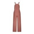 thumbnail image 7 of Hvot&aat Wide Leg Linen Bib Pants for Women 2025 Summer Adjustable Strap Loose Casual One Piece Jumpsuits with Pockets, 7 of 7