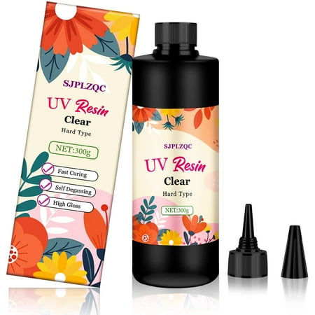 UV Resin - 300g Crystal Clear Hard Type UV Ultraviolet Curing Resin for DIY Jewelry Making, Transparent Solar Cure Sunlight Activated Resin for Casting & Coating