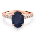 thumbnail image 3 of Gem Stone King 10K Rose Gold Blue Sapphire and Lab Grown Diamond Engagement Ring for Women | 2.40 Cttw | Oval 9X7MM | Gemstone September Birthstone | Size 6, 3 of 6