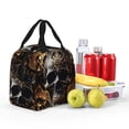 thumbnail image 4 of Yiaed Gold Pattern Black Skull Print Insulated Lunch Bag Reusable Cute Tote Lunch Box, Leakproof Cooler Lunch Bags for Work Office Travel School Picnic, 4 of 5
