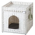 thumbnail image 1 of Caja de arena para gatos SETVSON de ratán con alfombrilla de arena para gatos, color blanco, 1 of 7